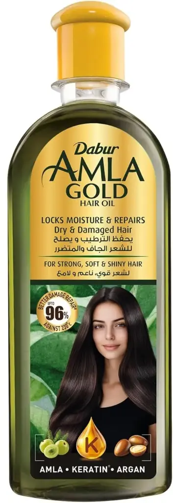DABUR AMLA GOLD HAIR OIL LOCK MOISTURE & REPAIRS DRY & DAMAGED HAIR 200ML 